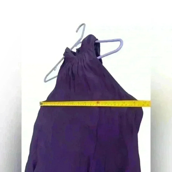 Lola & Sophie Silk Blend Mock Neck Halter Tie Purple Blouse Top Mini Dress XS - Picture 9 of 10